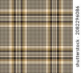 Tweed check plaid pattern for autumn winter in gold brown, black, beige. Seamless elegant neutral tartan check illustration vector for blanket, throw, duvet cover, other modern fashion fabric design.