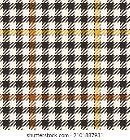 Tweed check plaid pattern in brown, gold, beige. Seamless multicolored houndstooth tartan vector for jacket, coat, skirt, dress, trousers, blanket, other modern spring autumn winter textile print.