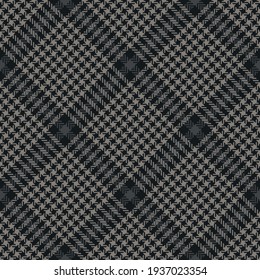 Tweed check plaid pattern in dark grey. Tartan abstract background graphic vector for dress, coat, jacket, skirt, throw, blanket, other modern autumn winter fashion fabric print. herringbone texture.