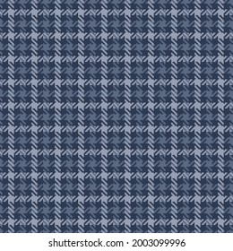 Tweed check plaid pattern in dark blue. Seamless textured tartan plaid background for spring autumn winter jacket, skirt, dress, coat, blanket, throw, other modern fashion fabric print.