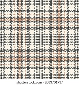 Tweed check plaid pattern in grey and beige for dress, jacket, coat, skirt, scarf. Seamless herringbone textured tartan check vector illustration for spring autumn winter fashion textile design.