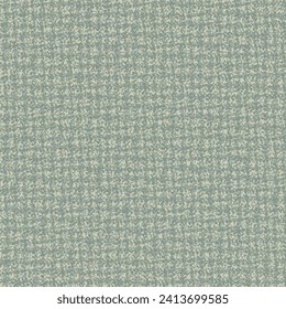 Tweed fabric texture. A check pattern with crooked stripes and flecks. Green gray woolen cloth background. Retro textile design. Vector seamless.