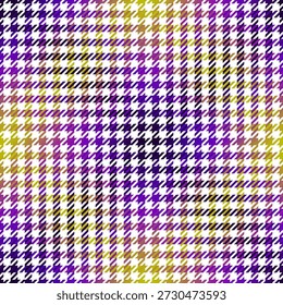 Tweed overlay houndstooth seamless pattern. Diagonal plaid geometric small stripes. Gradient design fabric textile background. Classic gingham tartan tweed tile textile vector pattern.
