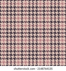 Tweed pattern for autumn winter in brown, pink, beige. Seamless houndstooth tartan check plaid background vector for dress, coat, jacket, skirt, scarf, other modern fashion textile print.