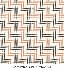 Tweed pattern seamless vector. Hounds tooth tartan check plaid in beige and grey for fashion textile design.