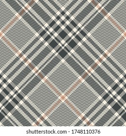 Tweed plaid pattern. Seamless hounds tooth check plaid texture in grey and beige for trousers, coat, skirt, jacket, blanket, or other modern autumn, winter, and spring fashion clothes print.