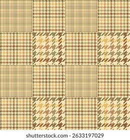 Tweed plaid pattern set in beige, vintage. Seamless pixel textured tartan check vector print for dress, jacket, trousers, scarf, other modern spring autumn winter fashion fabric design, textile