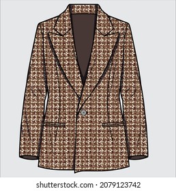 TWEED SINGLE BREASTED BLAZER JACKET FOR WOMEN AND GIRLS WEAR VECTOR