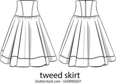 tweed skirt vector template design