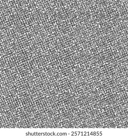 Tweed texture, fragment of an old wool fabric in black and white. Rough textile background. Seamless pattern. Abstract vector.