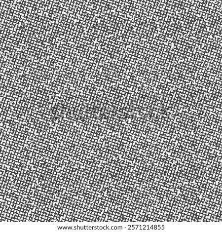 Tweed texture, fragment of an old wool fabric in black and white. Rough textile background. Seamless pattern. Abstract vector.