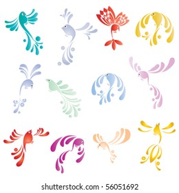 Tweet birds over white background