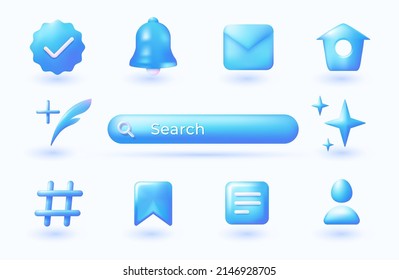 tweet blue icon set social media elements