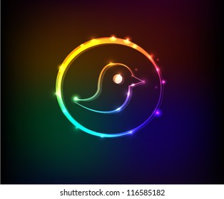 Tweeting bird cartoon,Abstract background,Vector