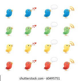 Tweeting Birds icon set 19 - Glossy Series.  Vector EPS 8 format, easy to edit.