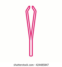 tweezer make up tool pink thin line icon