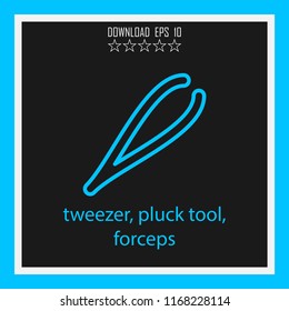 tweezer, pluck tool, forceps vector icon