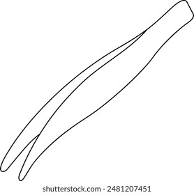 Tweezers black and white vector line art illustration