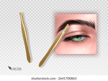 Tweezers with Close-up of an Eye and Eyebrow