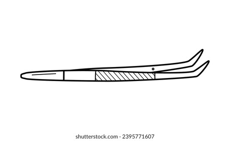 Tweezers doodle icon. Vector illustration of the concept health and care. Isolated a sketch on a white background.