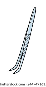 Tweezers doodle icon. Vector illustration of the concept health and care. Isolated a sketch on a white background.