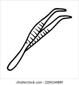 Tweezers doodle style vector illustration isolated on white background