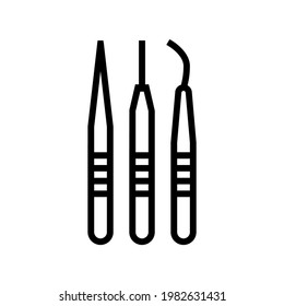 tweezers for eyelash extension line icon vector. tweezers for eyelash extension sign. isolated contour symbol black illustration