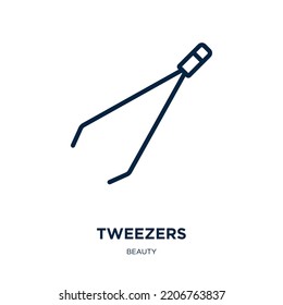 tweezers icon from beauty collection. Thin linear tweezers, equipment, tool outline icon isolated on white background. Line vector tweezers sign, symbol for web and mobile