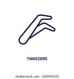 tweezers icon from beauty collection. Thin linear tweezers, medical, body outline icon isolated on white background. Line vector tweezers sign, symbol for web and mobile