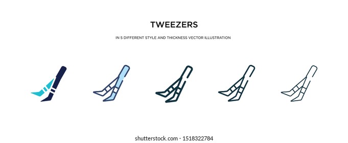 tweezers icon in different style and thickness vector illustration. two colored and black tweezers vector icons in filled, outline, line, stroke style can be used for web, mobile, ui
