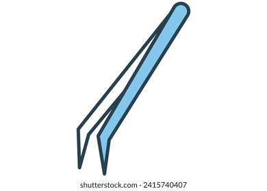 Tweezers icon. icon related eyebrow grooming and precision. flat line icon style. element illustration