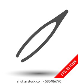Tweezers icon. Simple flat logo of tweezers on white background. Vector illustration.