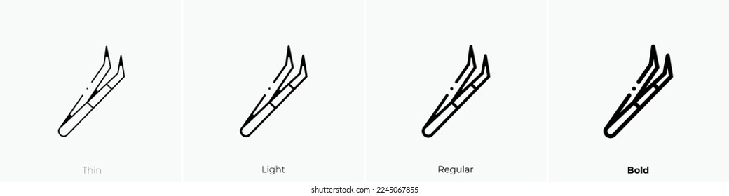 tweezers icon. Thin, Light Regular And Bold style design isolated on white background