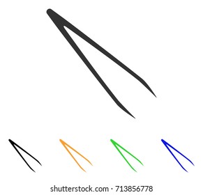 Tweezers icon. Vector illustration style is a flat iconic tweezers symbol with black, grey, green, blue, yellow color variants. Designed for web and software interfaces.