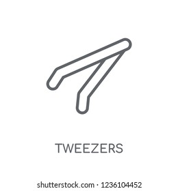 Tweezers linear icon. Modern outline Tweezers logo concept on white background from Dentist collection. Suitable for use on web apps, mobile apps and print media.