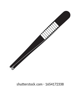 Tweezers medical icon silhouette black. Vector illustration. Isolated.