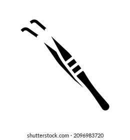 tweezers medical tool glyph icon vector. tweezers medical tool sign. isolated contour symbol black illustration