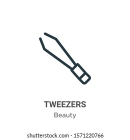 Tweezers outline vector icon. Thin line black tweezers icon, flat vector simple element illustration from editable beauty concept isolated on white background