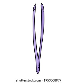 Tweezers. Tool for cleaning nail or plucking hair. Tool for manicure and pedicure. Vector illustrations in cartoon style for design and decoration.