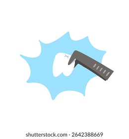 Tweezers with tooth illustration vector design on white background. Dental care concept.
