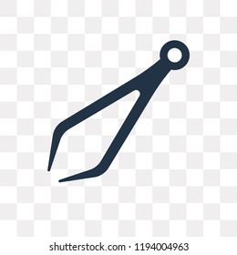 Tweezers vector icon isolated on transparent background, Tweezers transparency concept can be used web and mobile