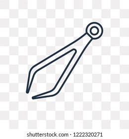 Tweezers vector outline icon isolated on transparent background, high quality linear Tweezers transparency concept can be used web and mobile