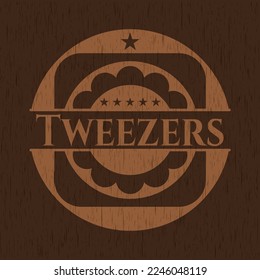 Tweezers wooden signboards. Vector Illustration. 