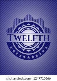 Twelfth badge with denim texture