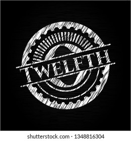 Twelfth chalkboard emblem on black board