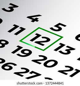 twelfth day of the calendar vector, isometric calendar