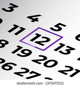 twelfth day of the calendar vector, isometric calendar