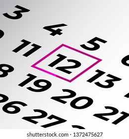twelfth day of the calendar vector, isometric calendar