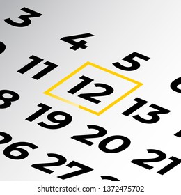 twelfth day of the calendar vector, isometric calendar