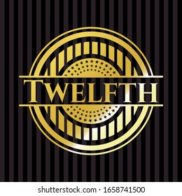 Twelfth gold shiny emblem. Vector Illustration. Detailed.